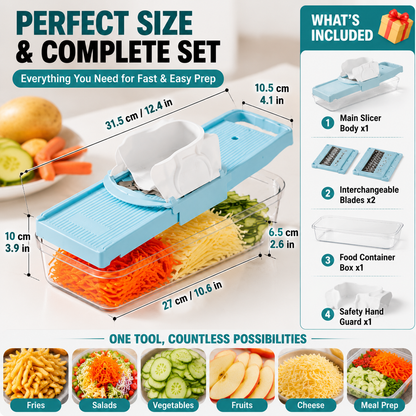 🥔 2-in-1 Multi-Function Vegetable Slicer & Shredder – Fast Potato Cutter for Fries, Salad & Kitchen Prep | Safe Handheld Design with Dual Blades