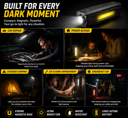 Magnetic Pocket Work Light – Hands-Free Lighting for Repairs, Camping & Emergencies