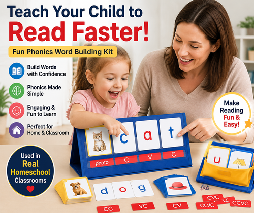 📚Phonics Learning Kit for Kids – Turn Reading Struggles into Confidence with Hands-On Word Building Games
