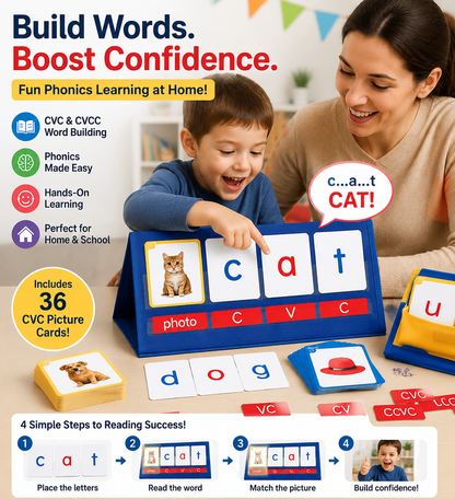 📚Phonics Learning Kit for Kids – Turn Reading Struggles into Confidence with Hands-On Word Building Games