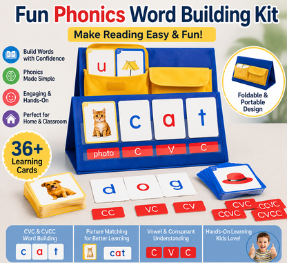 📚Phonics Learning Kit for Kids – Turn Reading Struggles into Confidence with Hands-On Word Building Games