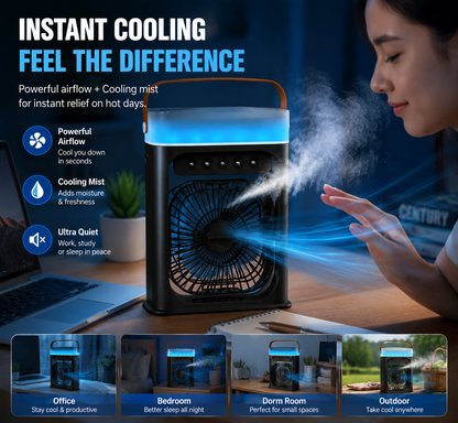Portable USB Cooling Mist Fan – Desk Air Cooler with Humidifier for Instant Summer Relief