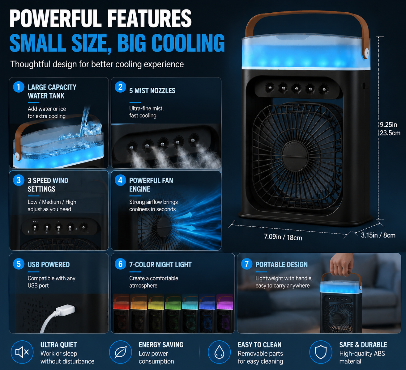 Portable USB Cooling Mist Fan – Desk Air Cooler with Humidifier for Instant Summer Relief