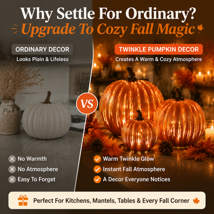 🎃 Twinkle Pumpkin Decor – Cozy Fall LED Light for Halloween, Thanksgiving & Autumn Home Decoration