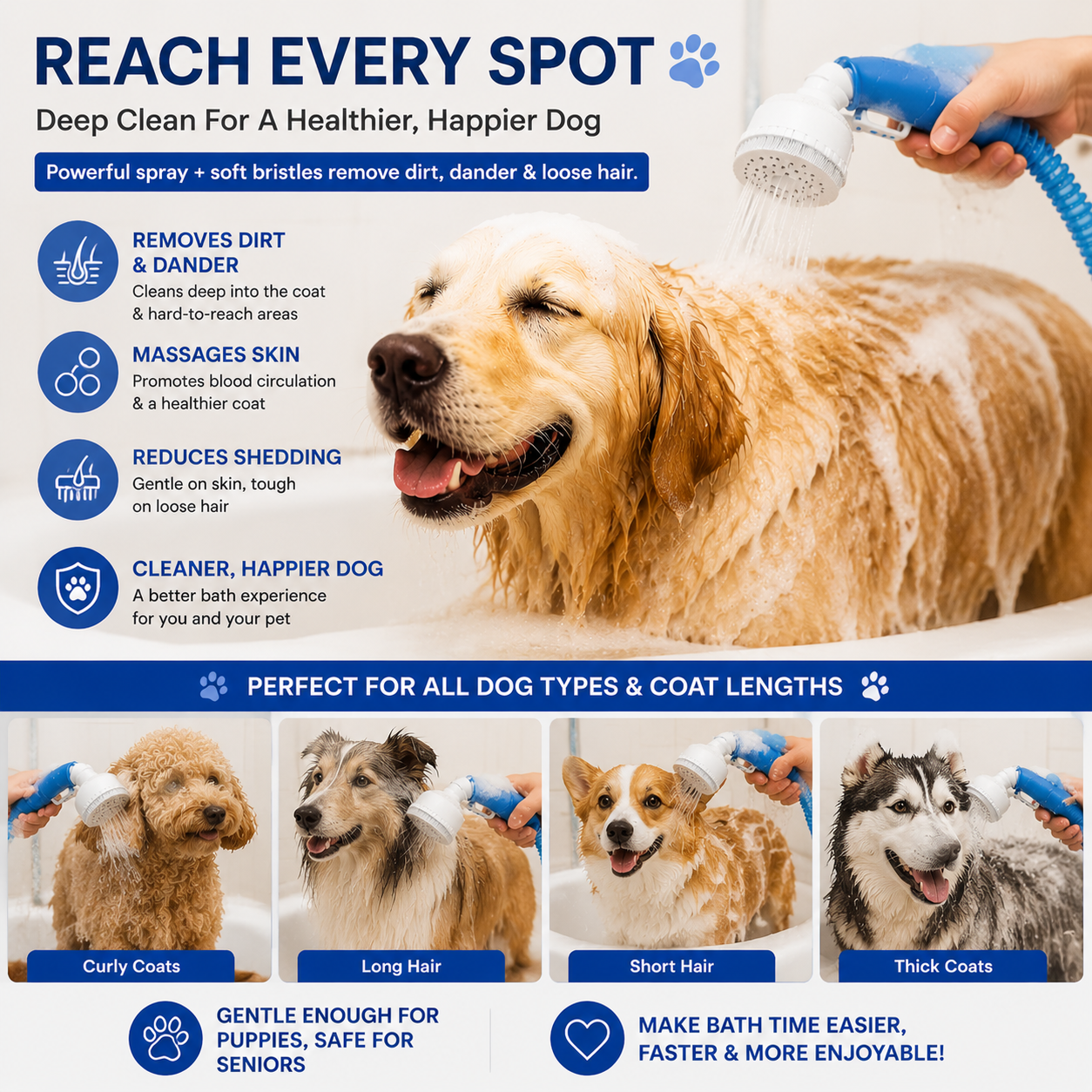 Stop Struggling at Bath Time – Flexible Pet Shower Hose Attachment