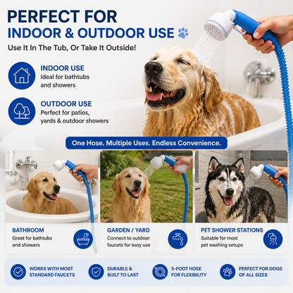 Stop Struggling at Bath Time – Flexible Pet Shower Hose Attachment