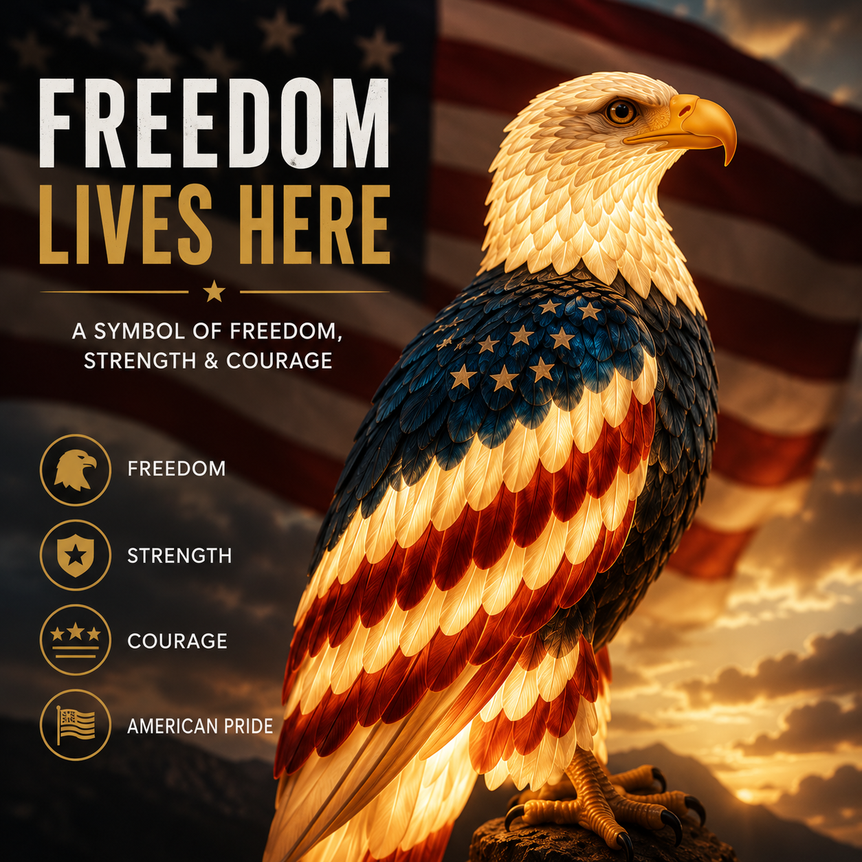 American Eagle Lamp – Patriotic Home Decor Light for Veterans & Patriotic Families