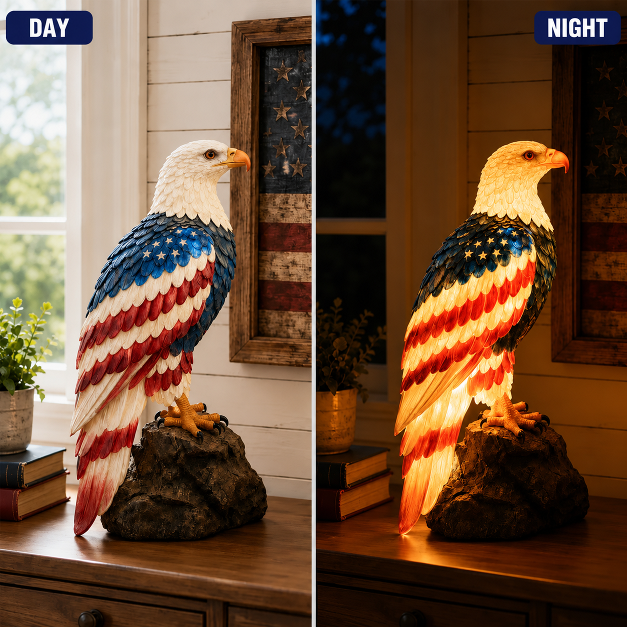 American Eagle Lamp – Patriotic Home Decor Light for Veterans & Patriotic Families