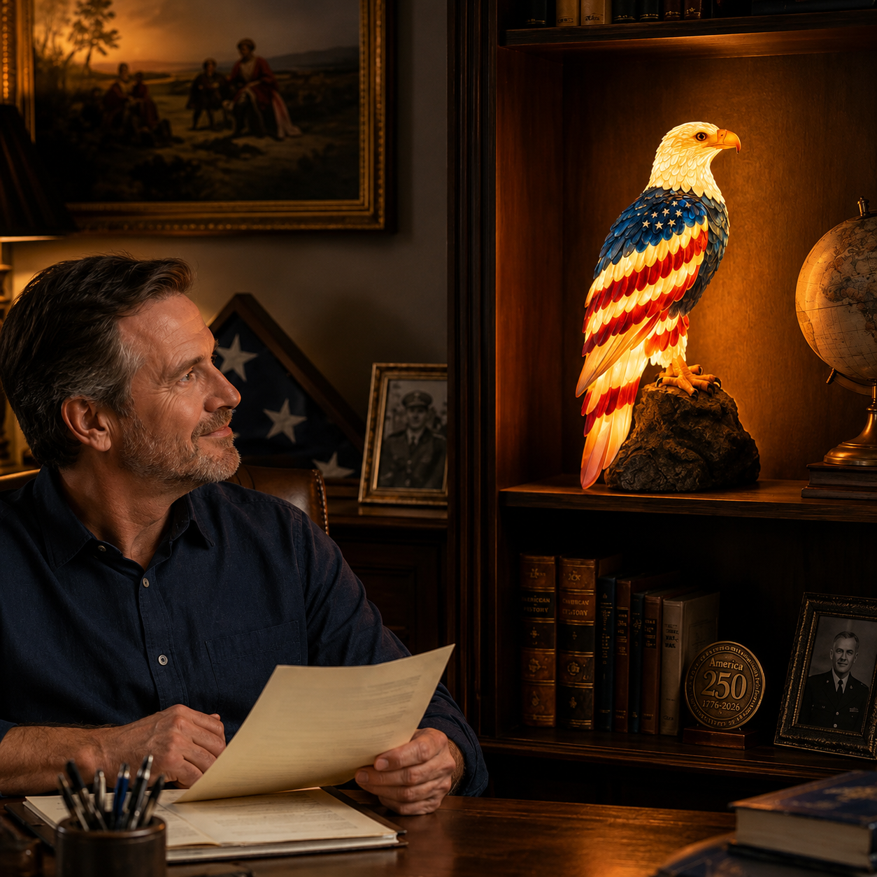 American Eagle Lamp – Patriotic Home Decor Light for Veterans & Patriotic Families