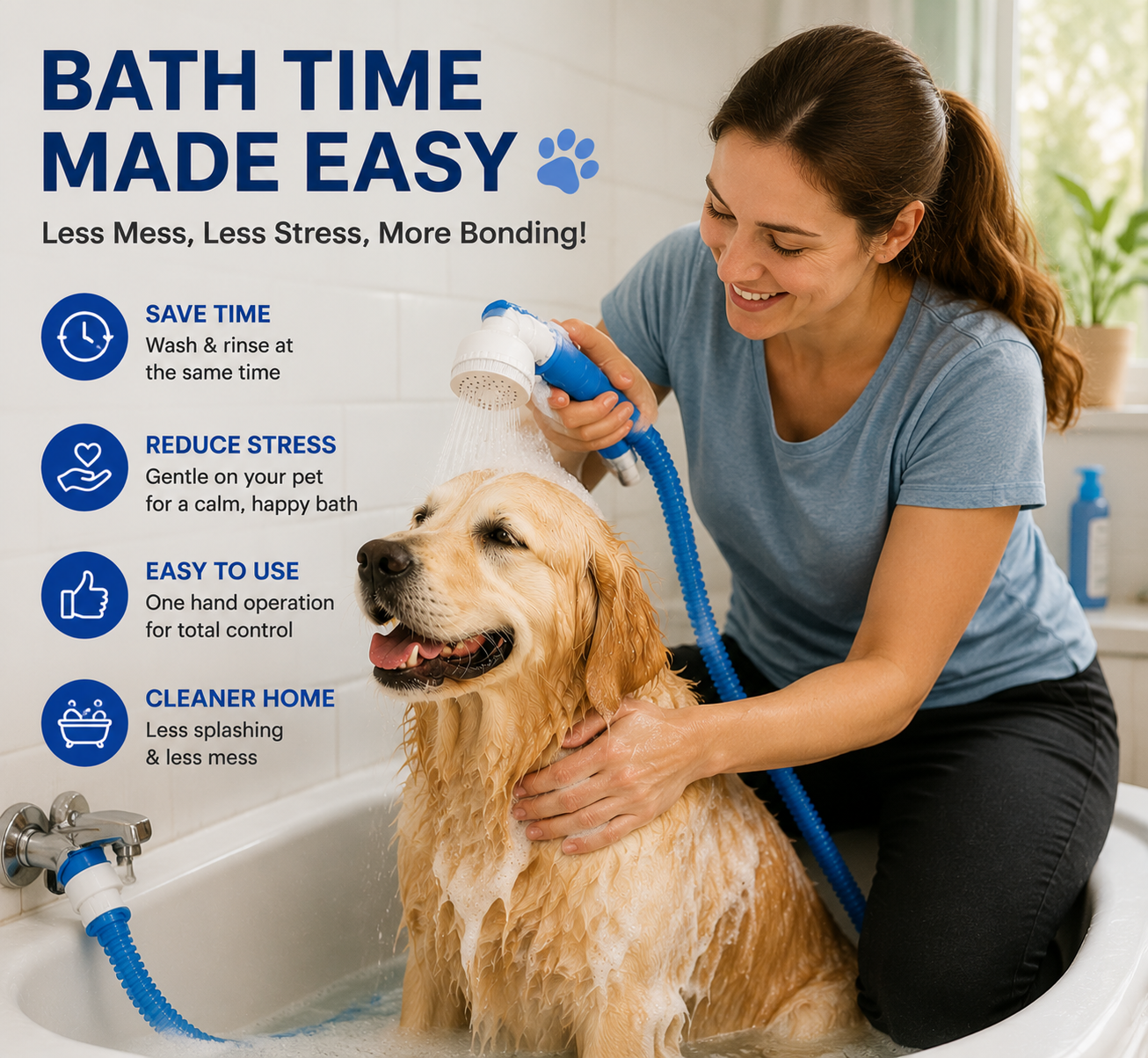 Stop Struggling at Bath Time – Flexible Pet Shower Hose Attachment