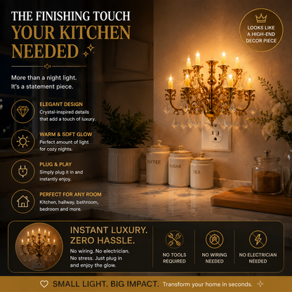 💎 Crystal Chandelier Plug-In Night Light – Instant Luxury Home Decor Outlet Lamp for Kitchen & Bedroom