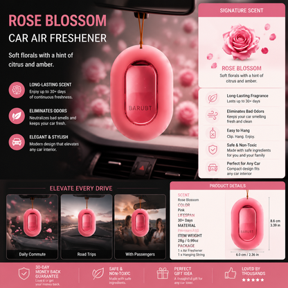 🚗 Car Air Freshener Hanging – Long Lasting Luxury Scent for Car Interior | Rose, Aqua & Musk Fragrances