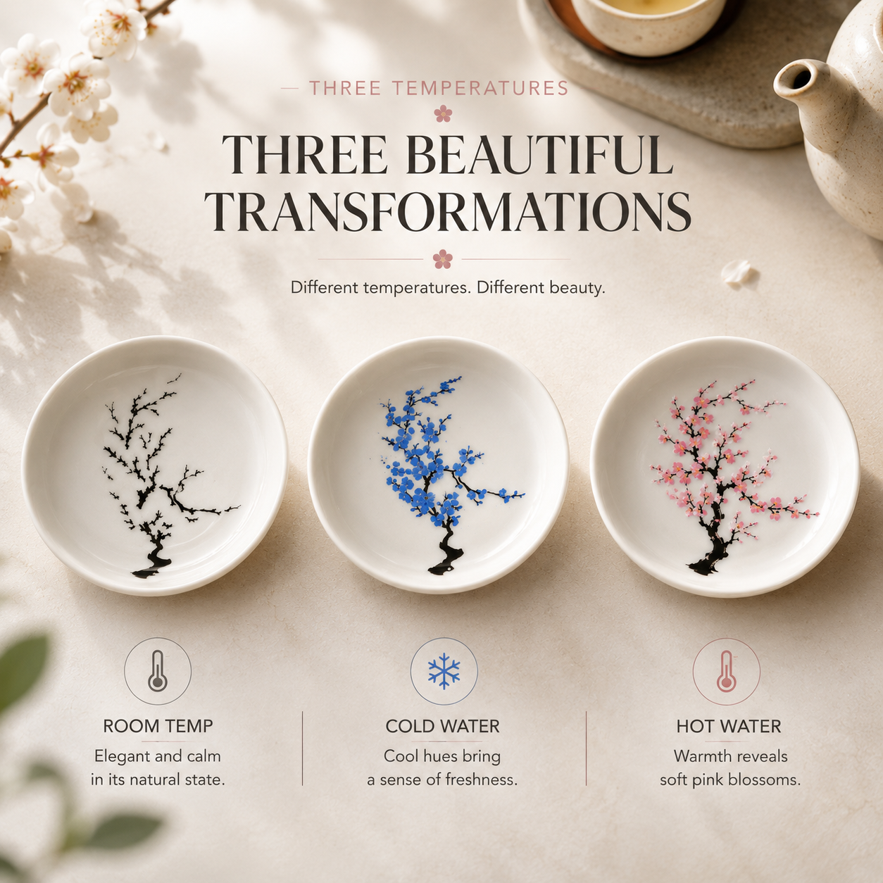 🌸 Magic Bloom Color-Changing Ceramic Plate