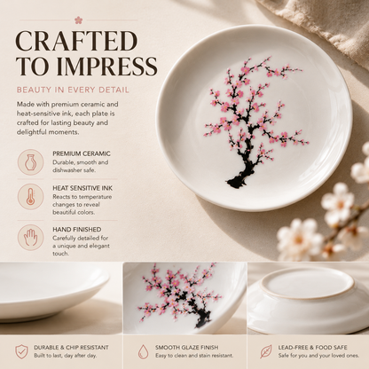 🌸 Magic Bloom Color-Changing Ceramic Plate