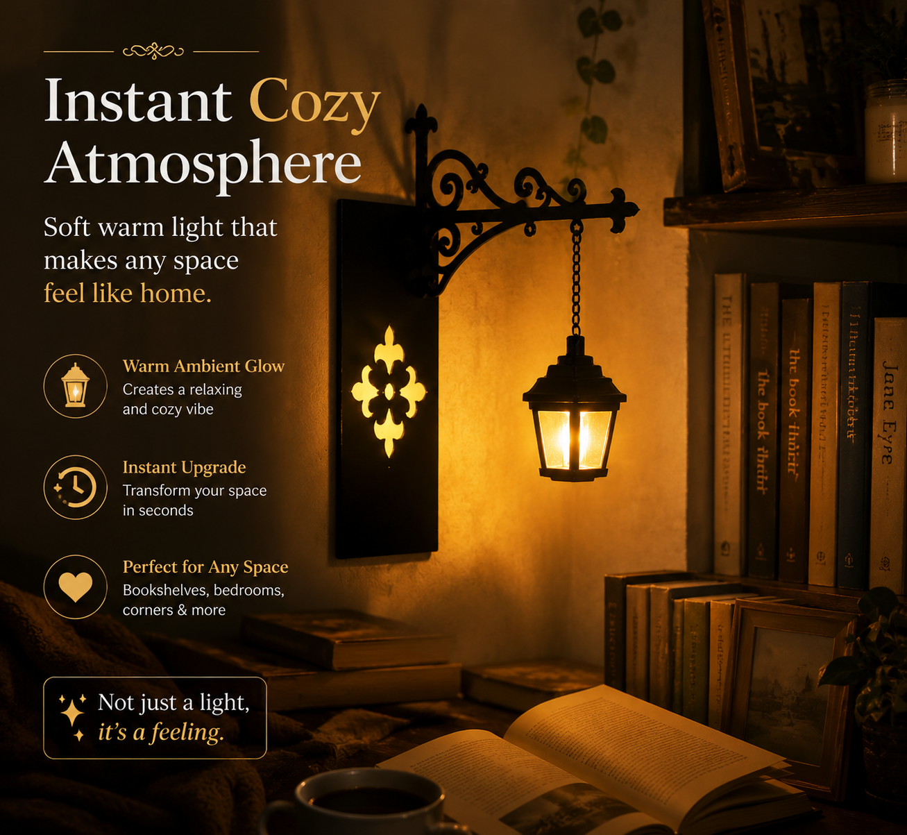 ✨ Mini Hanging Lantern Book Nook Light – Cozy Ambient Shelf Decor for Reading & Bedroom Atmosphere