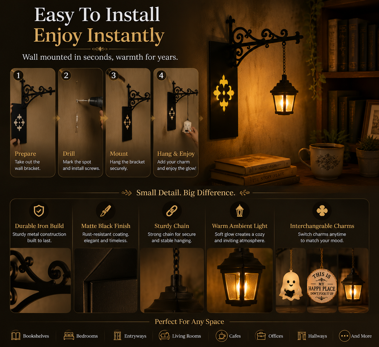 ✨ Mini Hanging Lantern Book Nook Light – Cozy Ambient Shelf Decor for Reading & Bedroom Atmosphere