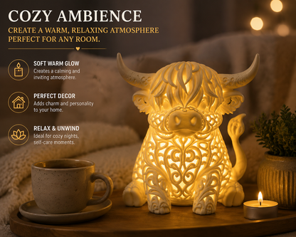 🐮 Highland Cow Candle Holder – Cozy Home Decor Ambient Light for Warm & Relaxing Room Atmosphere