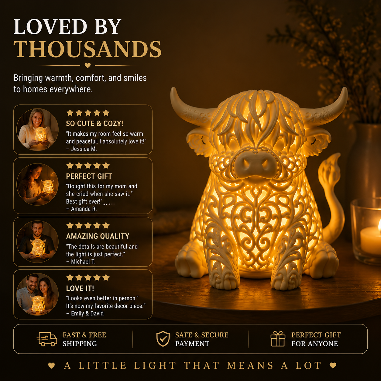 🐮 Highland Cow Candle Holder – Cozy Home Decor Ambient Light for Warm & Relaxing Room Atmosphere
