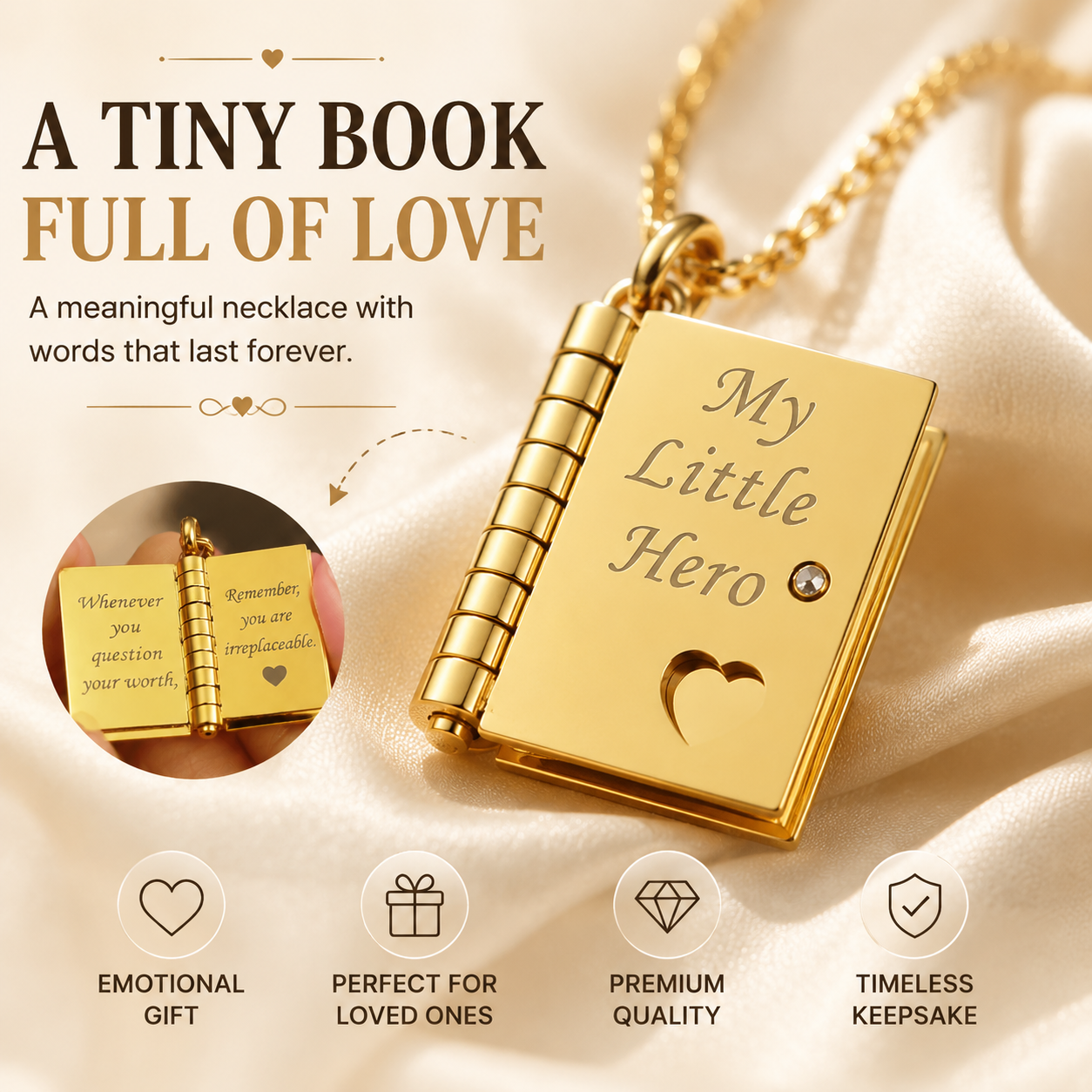 💌 Message Book Necklace – Emotional Mini Story Pendant Gift for Daughter, Mom & Loved Ones