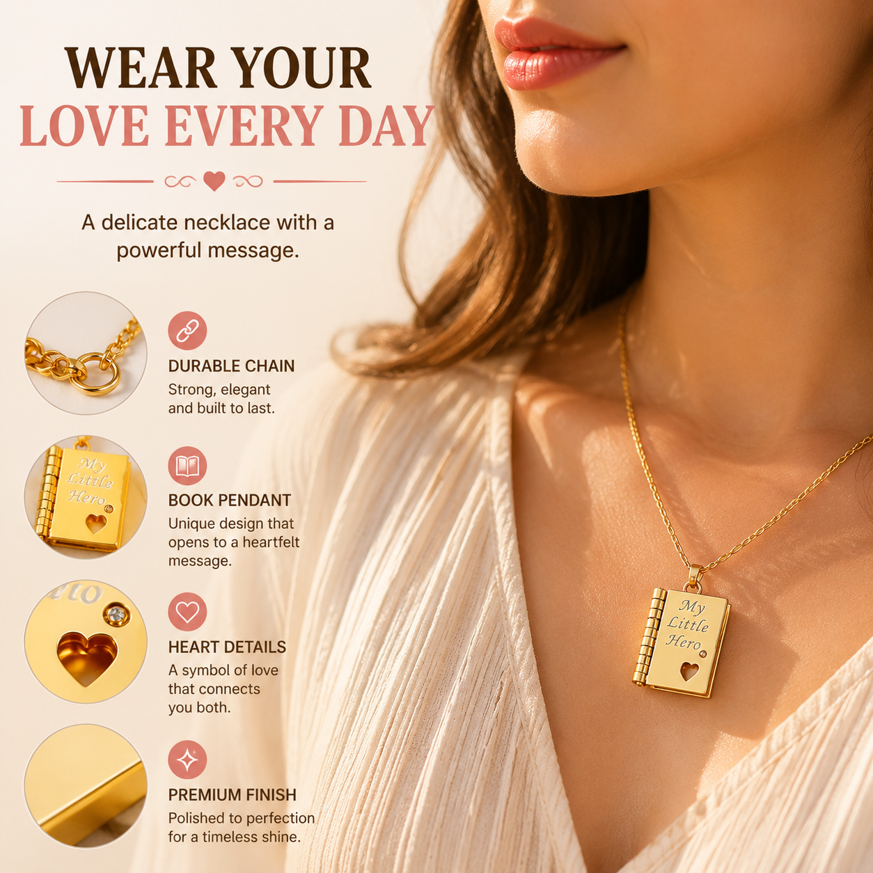💌 Message Book Necklace – Emotional Mini Story Pendant Gift for Daughter, Mom & Loved Ones