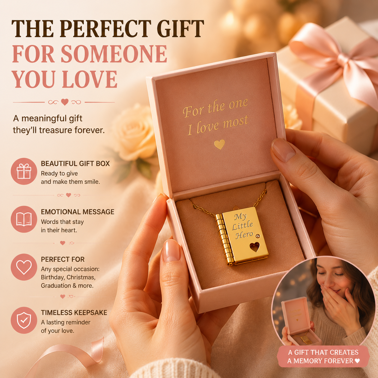 💌 Message Book Necklace – Emotional Mini Story Pendant Gift for Daughter, Mom & Loved Ones