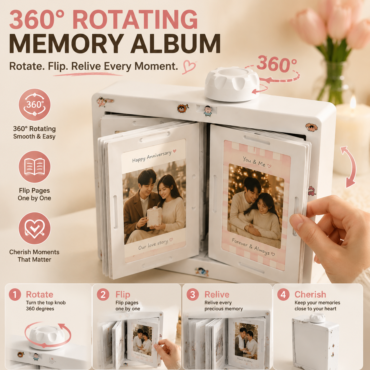 💌 Memory Album Scrapbook – Handmade Emotional Photo Book Gift for Couples, Family & Loved Ones