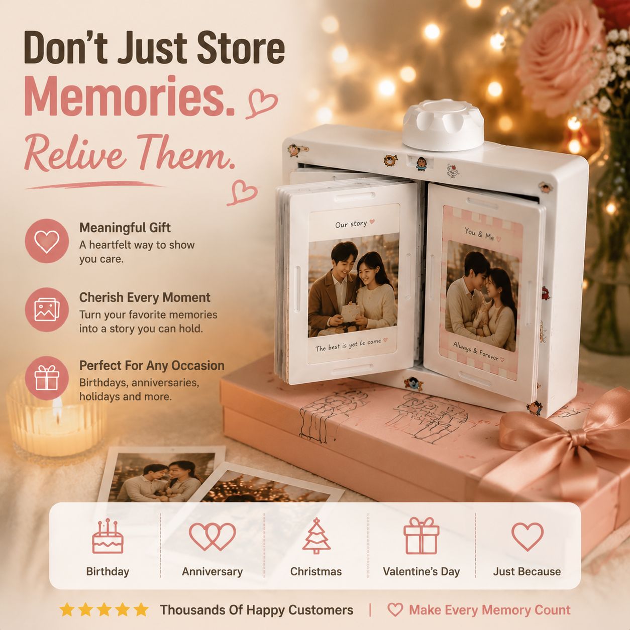 💌 Memory Album Scrapbook – Handmade Emotional Photo Book Gift for Couples, Family & Loved Ones