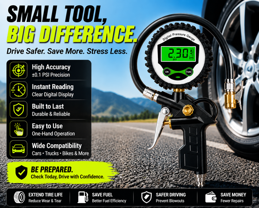🔧 Digital Tire Pressure Gauge Gun – Accurate LCD Air Pressure Tester for Cars, Trucks & Motorcycles
