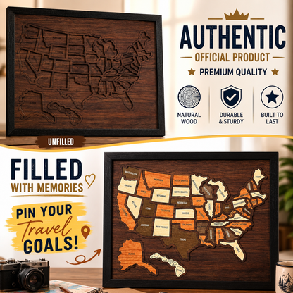Wooden USA Travel Map Puzzle | Track Your Adventures Across America