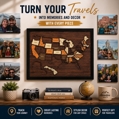 Wooden USA Travel Map Puzzle | Track Your Adventures Across America