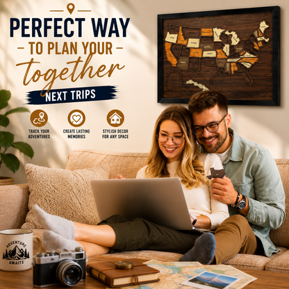 Wooden USA Travel Map Puzzle | Track Your Adventures Across America