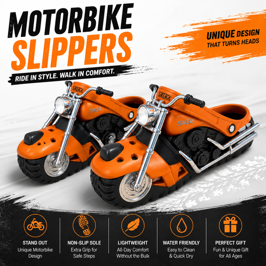 🏍️🔥 Ride-On Motorcycle Slippers™🔥