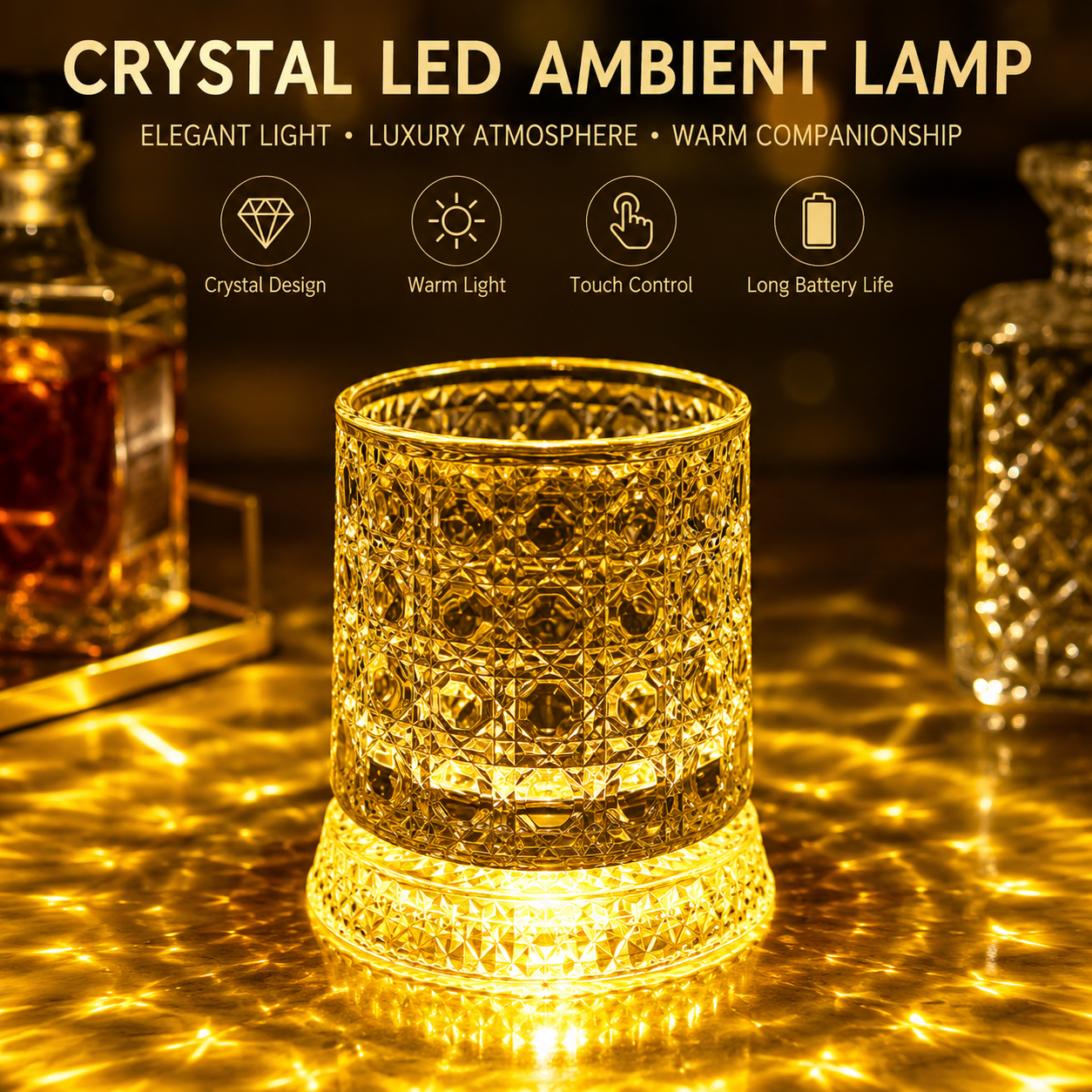 🎁 Spin, Sip & Relax – 360° Rotating Crystal Glass Cup