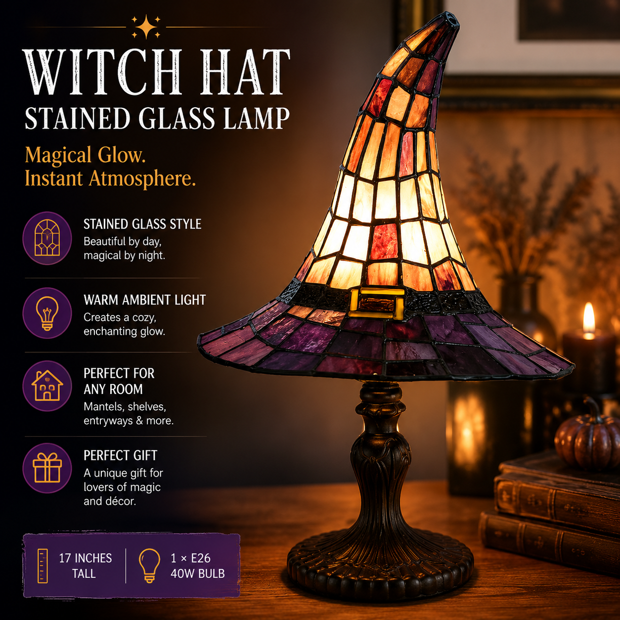 ✨Viral Stained Glass Witch Hat Lamp™ | Halloween Home Decor 2026🎃
