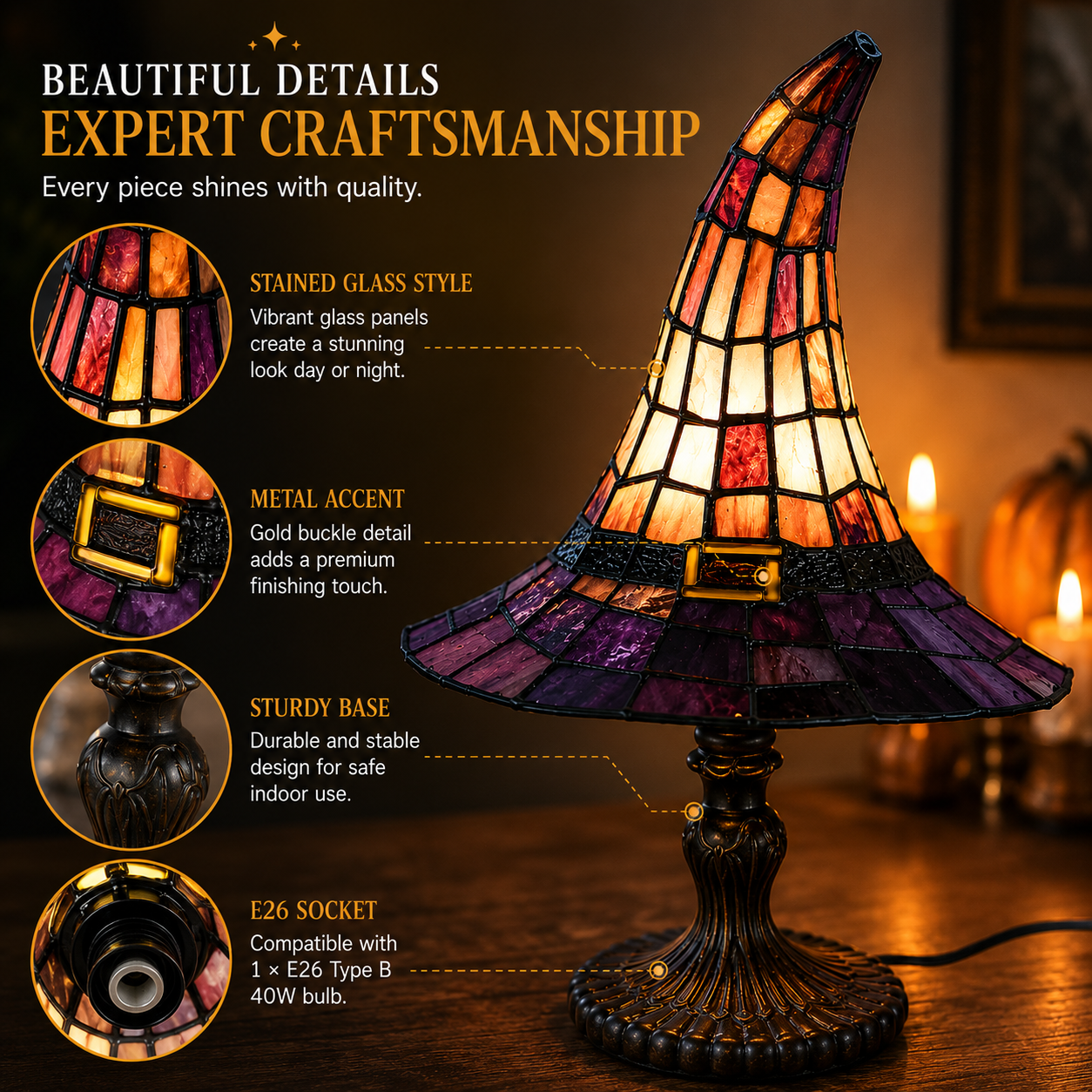 ✨Viral Stained Glass Witch Hat Lamp™ | Halloween Home Decor 2026🎃