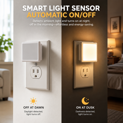 Smart Plug-In LED Night Light with Auto Sensor(4Pcs)
