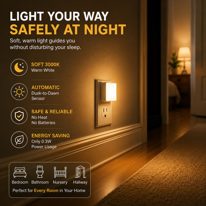 Smart Plug-In LED Night Light with Auto Sensor(4Pcs)