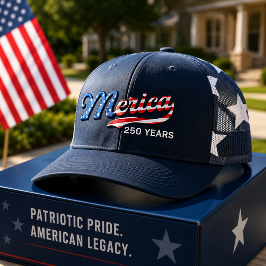 Merica 250 Years Patriotic Trucker Hat | Celebrate America's 250th Anniversary