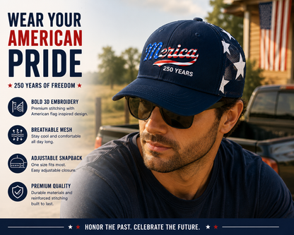 Merica 250 Years Patriotic Trucker Hat | Celebrate America's 250th Anniversary
