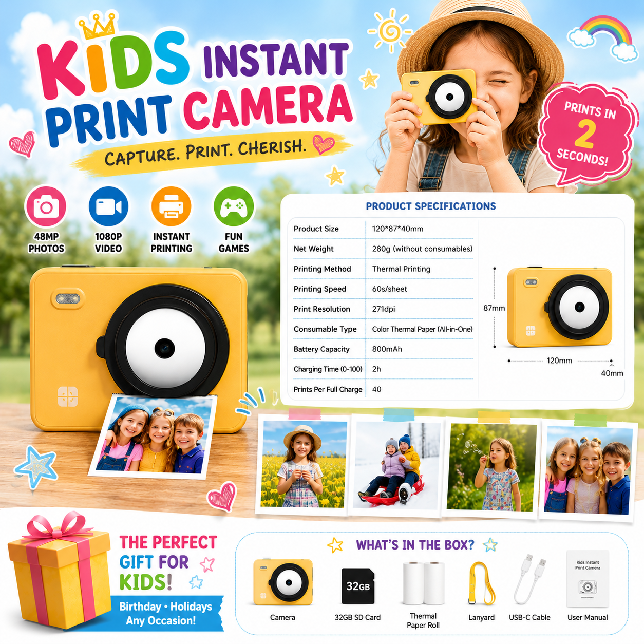 KidsSnap™ Instant Color Print Camera