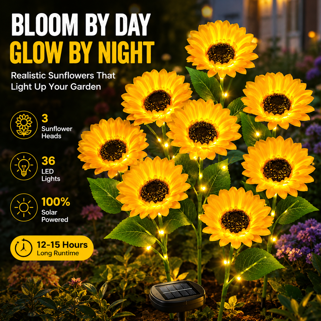 2026 Upgraded Sunflower Solar Garden Lights Outdoor