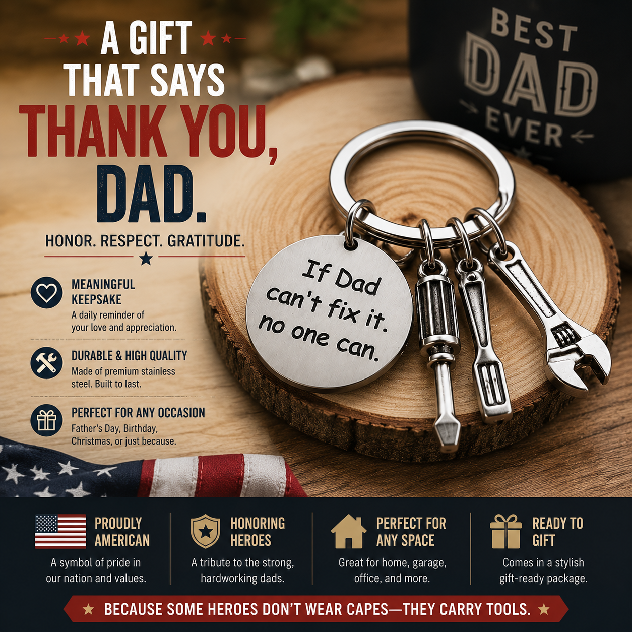 If Papa Can't Fix It Keychain™ | Meaningful Gift For Dad & Grandpa