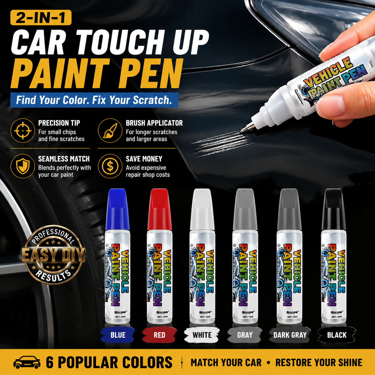 🚗 Car Scratch Repair Pen – Quick Touch Up Paint For Car Scratches