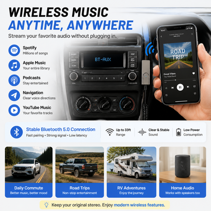 🚗 Retractable Bluetooth AUX Cable Adapter – Wireless Car Audio Upgrade