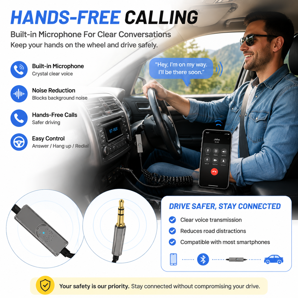 🚗 Retractable Bluetooth AUX Cable Adapter – Wireless Car Audio Upgrade