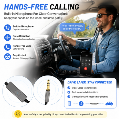 🚗 Retractable Bluetooth AUX Cable Adapter – Wireless Car Audio Upgrade