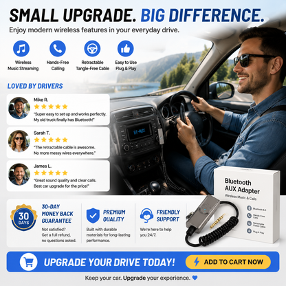 🚗 Retractable Bluetooth AUX Cable Adapter – Wireless Car Audio Upgrade