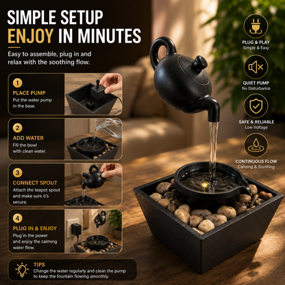 💧 ZenFlow Tabletop Water Fountain – Relaxing Indoor Desktop Water Feature for Home & Office
