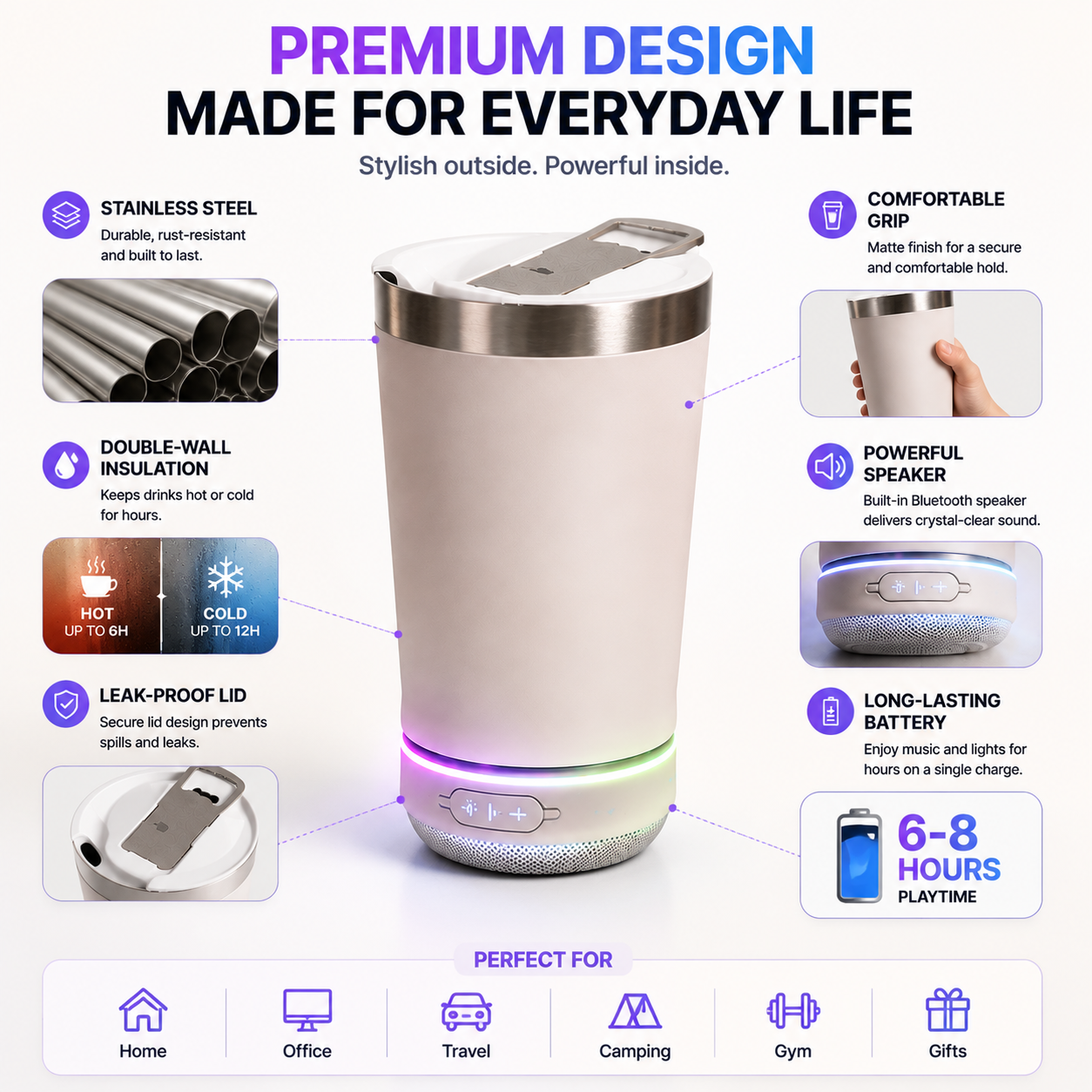 🔊 LED Bluetooth Speaker Tumbler – Smart Cup With Music & RGB Light