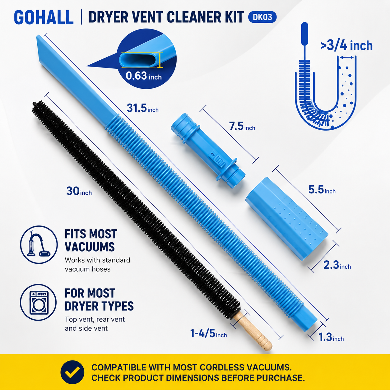 Dryer Vent Cleaner Kit | Deep Lint Vacuum Attachment